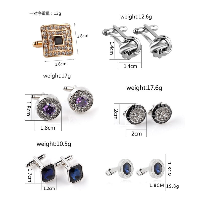 New Austrian crystal cuff link with diamond sleeve nail French Fried Dough Twists sleeve nail cufflinks