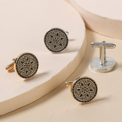 New Round Blue Lacquer French Cufflinks Round Shirt Cufflinks