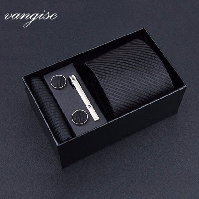 8cm Wide Tie Sets Black/blue/red Men's Neck Tie Hankerchiefs Cufflinks 24 Colours Silk Handmade