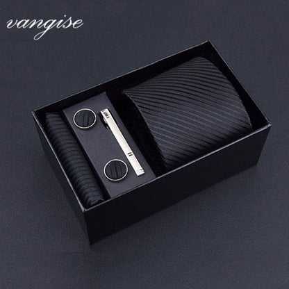 8cm Wide Tie Sets Black/blue/red Men's Neck Tie Hankerchiefs Cufflinks 24 Colours Silk Handmade