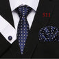 Tie Set Floral  Ties and Handkerchiefs Cufflinks Set