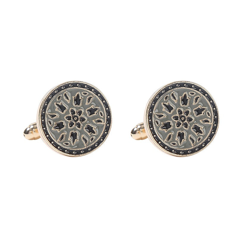 New Round Blue Lacquer French Cufflinks Round Shirt Cufflinks