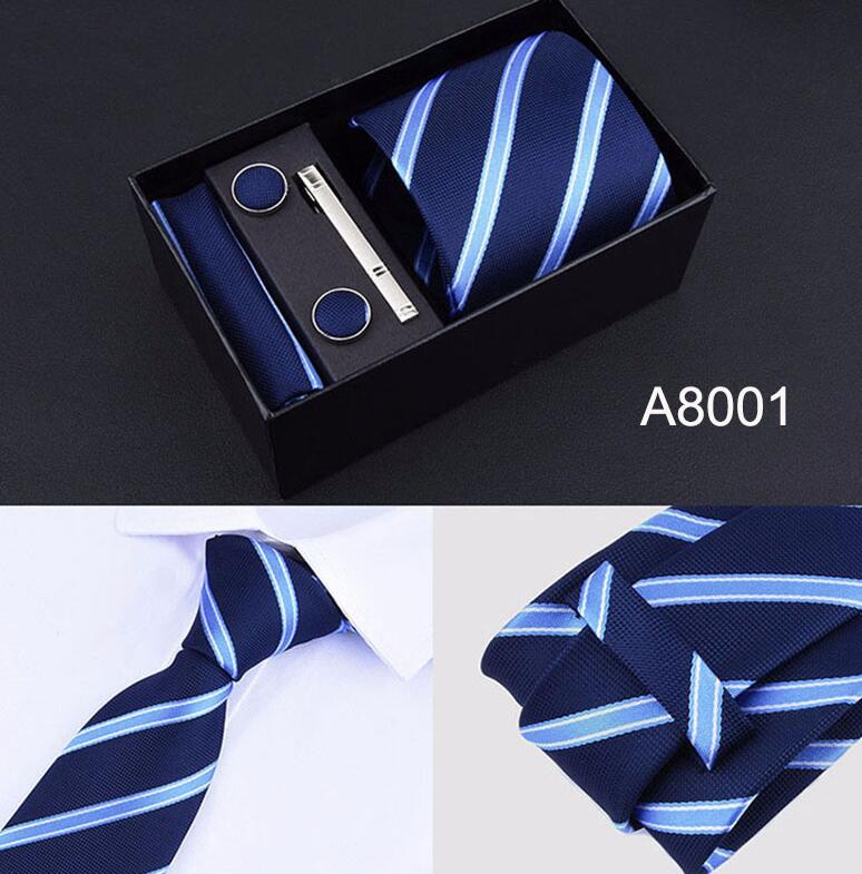 8cm Wide Tie Sets Black/blue/red Men's Neck Tie Hankerchiefs Cufflinks 24 Colours Silk Handmade