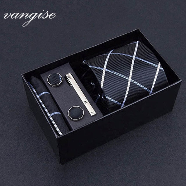 8cm Wide Tie Sets Black/blue/red Men's Neck Tie Hankerchiefs Cufflinks 24 Colours Silk Handmade