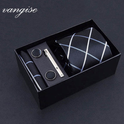 8cm Wide Tie Sets Black/blue/red Men's Neck Tie Hankerchiefs Cufflinks 24 Colours Silk Handmade