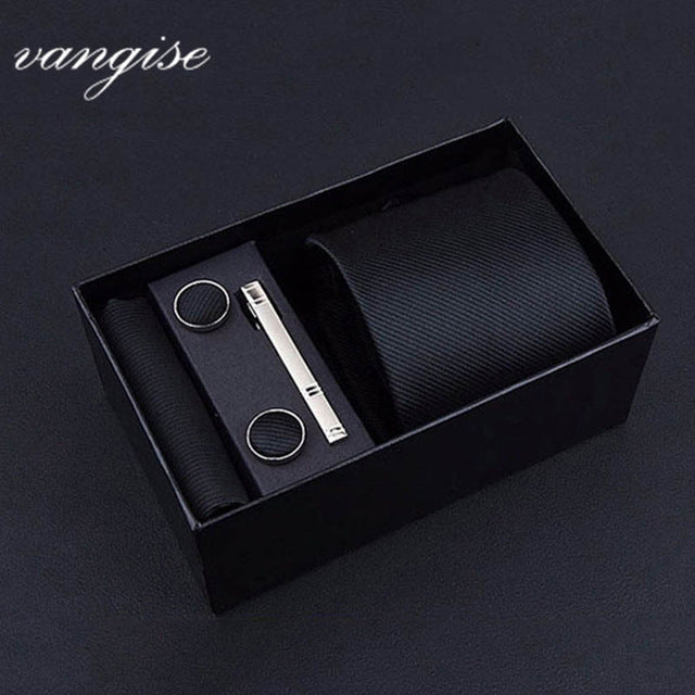 8cm Wide Tie Sets Black/blue/red Men's Neck Tie Hankerchiefs Cufflinks 24 Colours Silk Handmade