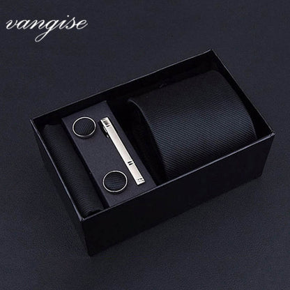 8cm Wide Tie Sets Black/blue/red Men's Neck Tie Hankerchiefs Cufflinks 24 Colours Silk Handmade