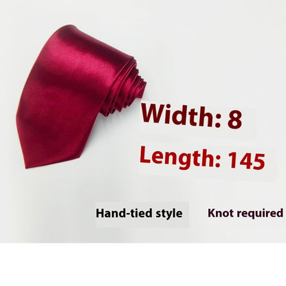 8cm Black Hand-tied Plain Suit Tie