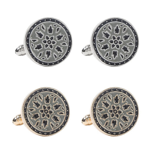 New Round Blue Lacquer French Cufflinks Round Shirt Cufflinks