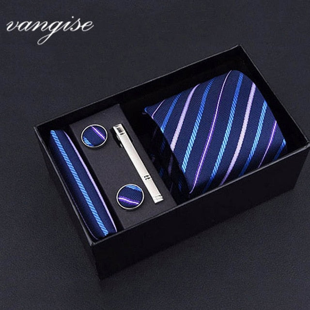 8cm Wide Tie Sets Black/blue/red Men's Neck Tie Hankerchiefs Cufflinks 24 Colours Silk Handmade