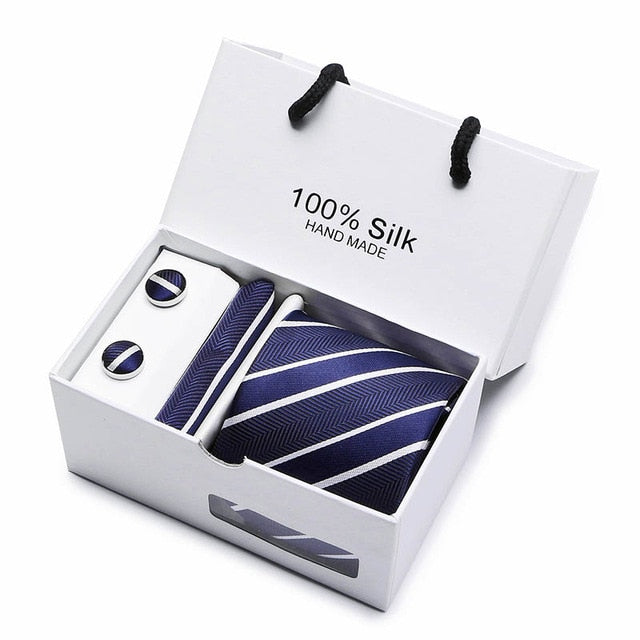 Plaid Men Ties Set Extra Long Size 145cm*8cm Necktie navy blue Paisley Silk Jacquard Woven Neck Tie Suit Wedding Party