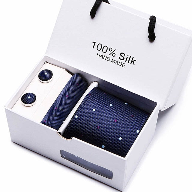Plaid Men Ties Set Extra Long Size 145cm*8cm Necktie navy blue Paisley Silk Jacquard Woven Neck Tie Suit Wedding Party