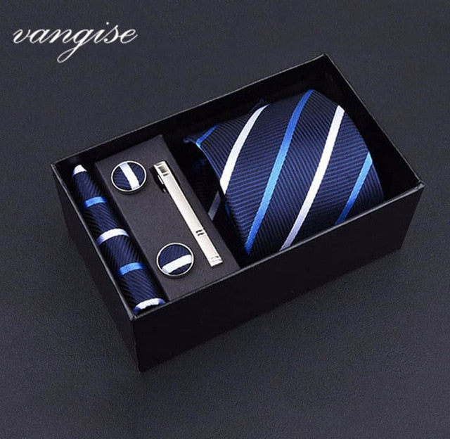 8cm Wide Tie Sets Black/blue/red Men's Neck Tie Hankerchiefs Cufflinks 24 Colours Silk Handmade