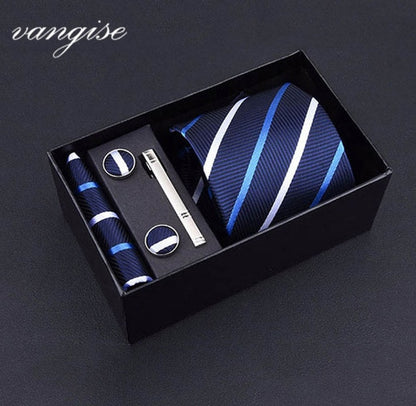8cm Wide Tie Sets Black/blue/red Men's Neck Tie Hankerchiefs Cufflinks 24 Colours Silk Handmade