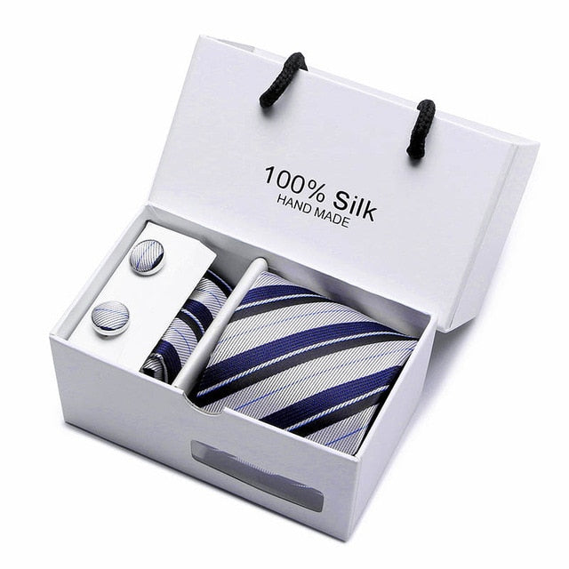 Plaid Men Ties Set Extra Long Size 145cm*8cm Necktie navy blue Paisley Silk Jacquard Woven Neck Tie Suit Wedding Party