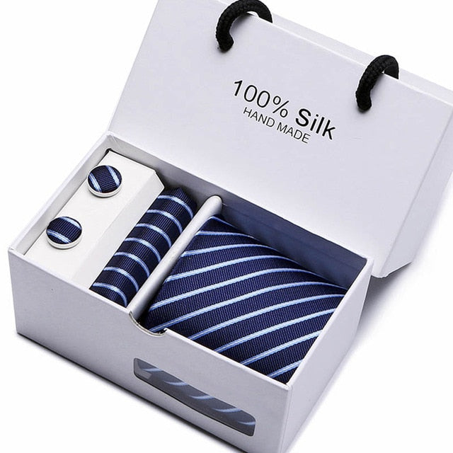 Plaid Men Ties Set Extra Long Size 145cm*8cm Necktie navy blue Paisley Silk Jacquard Woven Neck Tie Suit Wedding Party