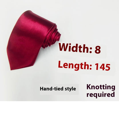 8cm Black Hand-tied Plain Suit Tie