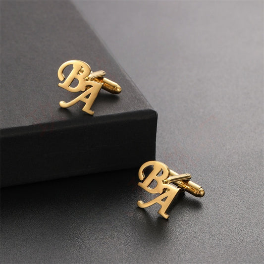 DIY custom French men's cufflinks with English letters cufflinks