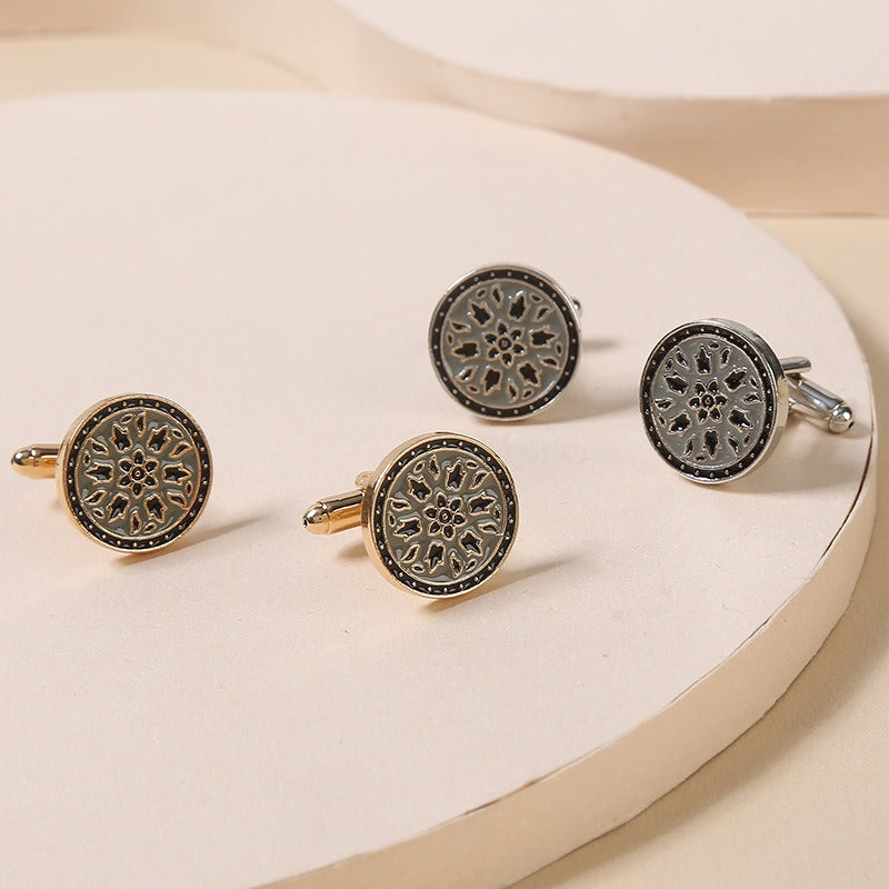 New Round Blue Lacquer French Cufflinks Round Shirt Cufflinks
