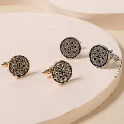 New Round Blue Lacquer French Cufflinks Round Shirt Cufflinks