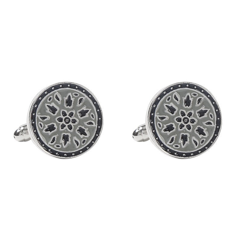 New Round Blue Lacquer French Cufflinks Round Shirt Cufflinks