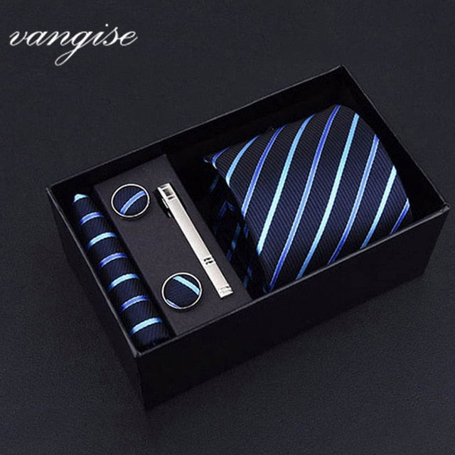 8cm Wide Tie Sets Black/blue/red Men's Neck Tie Hankerchiefs Cufflinks 24 Colours Silk Handmade