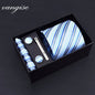 8cm Wide Tie Sets Black/blue/red Men's Neck Tie Hankerchiefs Cufflinks 24 Colours Silk Handmade