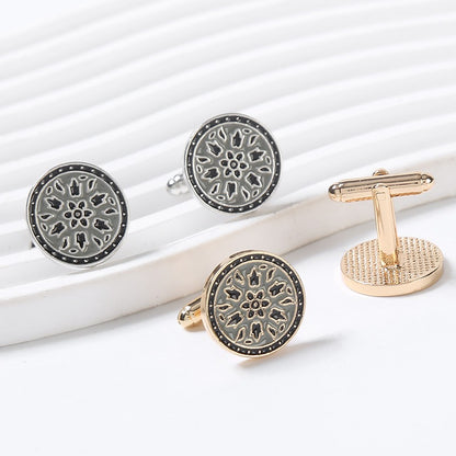 New Round Blue Lacquer French Cufflinks Round Shirt Cufflinks