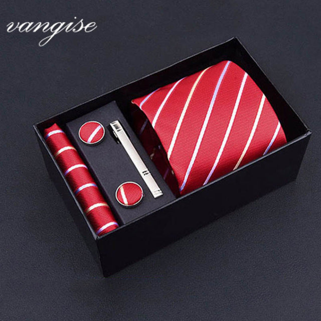 8cm Wide Tie Sets Black/blue/red Men's Neck Tie Hankerchiefs Cufflinks 24 Colours Silk Handmade