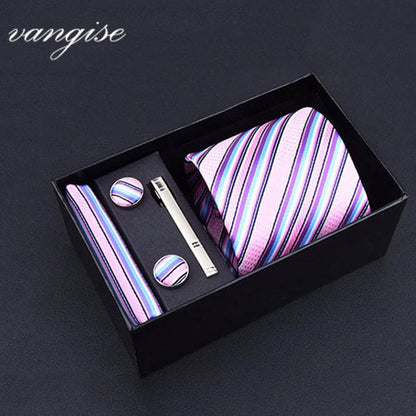 8cm Wide Tie Sets Black/blue/red Men's Neck Tie Hankerchiefs Cufflinks 24 Colours Silk Handmade
